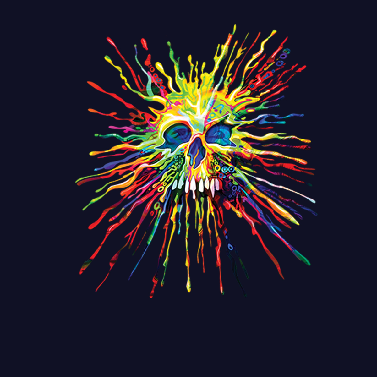 Painted Skull Splatter Rainbow Mens T-shirt XS-5XL