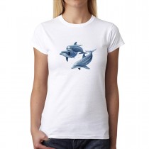 Three Dolphins Sea Women T-shirt XS-3XL New