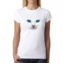 Blue Eyes White Cat Animals Women T-shirt XS-3XL New