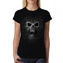 Spider Web Skull Women T-shirt S-3XL New