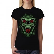 Thorn Rose Skull Horror Women T-shirt S-3XL New