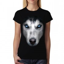 Husky Face Dog Animals Women T-shirt XS-3XL New