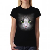 Cat Face Green Eyes Animals Women T-shirt S-3XL New