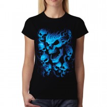 Blue Skulls Women T-shirt M-3XL