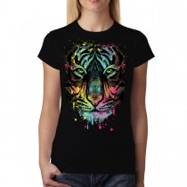 Tiger Face Cubism Colourful Women T-shirt XS-3XL New