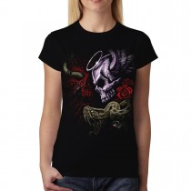 Skull Rose Scary Horror Women T-shirt XS-3XL New