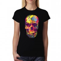 Painted Skull Funny Colourful Women T-shirt XS-3XL New