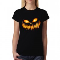 Scary Pumpkin Halloween Womens T-shirt XS-3XL
