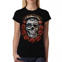 Dia De Muertos Roses Floral Skull Women T-shirt M-3XL