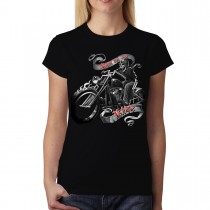 Skeleton Motorbike Rider Women T-shirt S-3XL New