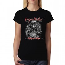 Outlaw Biker Skeleton Womens T-shirt XS-3XL