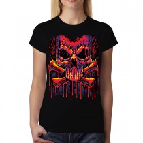 Melting Skull Crossbones Women T-shirt L-3XL New