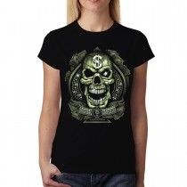 Diamond Skull Gangster Money Women T-shirt S-3XL New