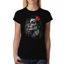 Rose Girl Skull Women T-shirt XS-3XL New