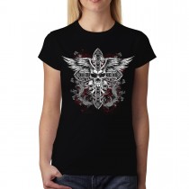 Skull Cross Wings Womens T-shirt M-3XL