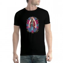 Dead Virgin Mary Roses Cross Mens T-shirt XS-5XL