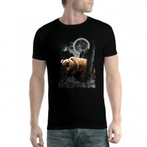 Brown Bear Hunting Full Moon Men T-shirt XS-5XL New