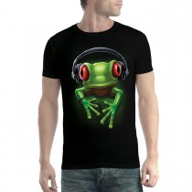 Frog Rock Headphones Music Men T-shirt XS-5XL