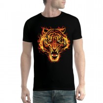 Tiger Fire Flames Mens T-shirt XS-5XL