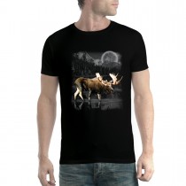 Moose Antlers Lake Hunt Mens T-shirt XS-5XL