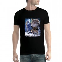 Wolves Winter Moon Mens T-shirt XS-5XL