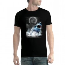 Shark Jumps Out Night Hunting Men T-shirt XS-5XL New