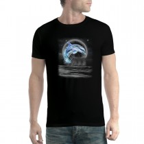 Dolphin Jumps Out Full Moon Men T-shirt XS-5XL New