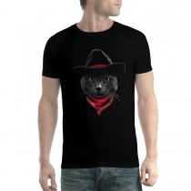 Cowboy Cat Hat Mens T-shirt XS-5XL