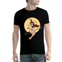 Witch Bikini Broom Bats Mens T-shirt XS-5XL