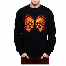 Flaming Skulls Mens Sweatshirt S-3XL