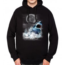 Shark Jumps Out Night Hunting Mens Hoodie S-3XL