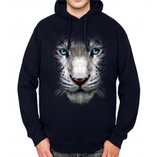 White Tiger Face Blue Eyes Animals Mens Hoodie S-3XL
