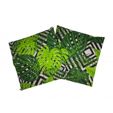 Handmade Pillow Case 100% Cotton 40x40cm Set of 2 Green Leaf