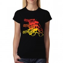 Gun Pistol Revolver Womens T-shirt S-3XL