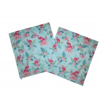 Handmade Pillow Case 100% Cotton 40x40cm Set of 2 Flamingo Mint