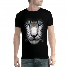 White Tiger Face Blue Eyes Animals Men T-shirt XS-5XL