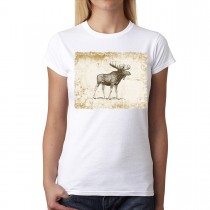 Brown Moose Animals Vintage Women T-shirt XS-3XL New