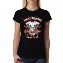Motorbike American Rider Engine Womens T-shirt XS-3XL