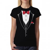 Bowtie Tuxedo Suit Womens T-shirt M-3XL