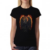 Grim Reaper Fire Scythe Snakes Womens T-shirt XS-3XL