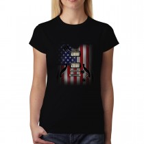 Guitar USA Flag Womens T-shirt XS-3XL