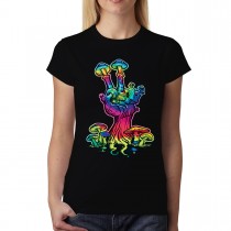 Magic Mushrooms Peace Hand Womens T-shirt XS-3XL