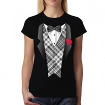 Tuxedo Suit Bowtie Womens T-shirt M-3XL