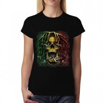 Rasta Skull Dreadlocks Smoke Women T-shirt XS-3XL