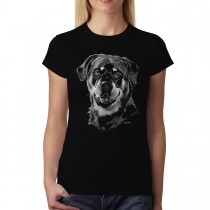Rottweiler Dog Drawing Womens T-shirt XS-3XL