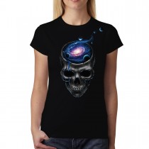 Skull Galaxy Planets Womens T-shirt XS-3XL