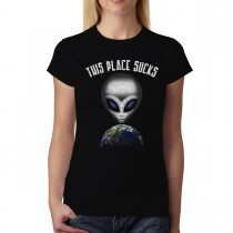Alien UFO Earth Womens T-shirt XS-3XL