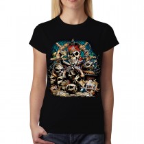 Skull Guns Coins Pirate Women T-shirt S-3XL New