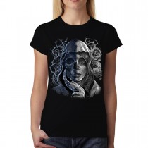 Mystery Woman Death Skull Women T-shirt XS-3XL New