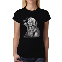 Marilyn Monroe Smoking Tattoo Women T-shirt XS-3XL